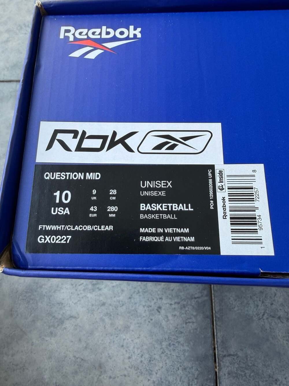 Reebok Question Mid Blue Toe Pearlized Basketball Shoes - Picture 8 of 8